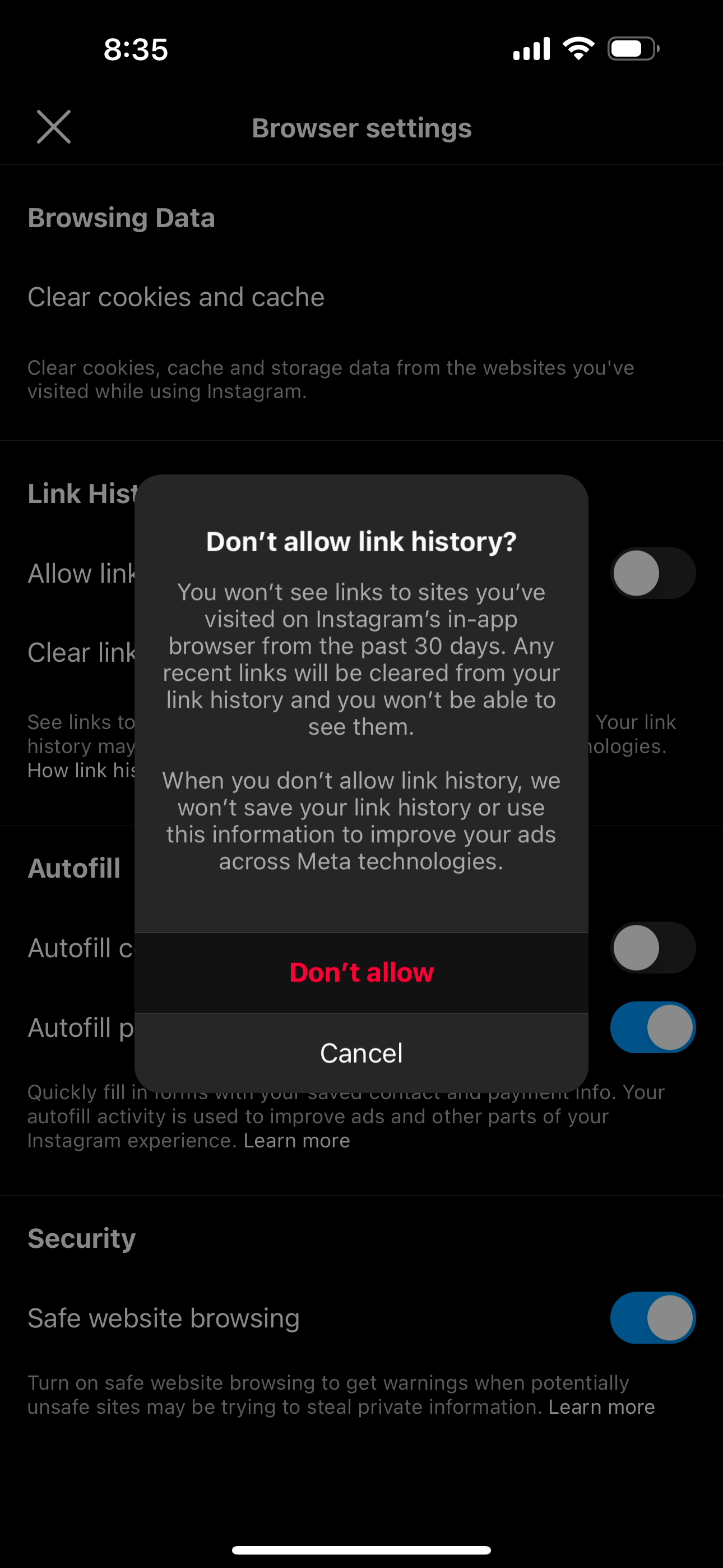 /sv/images/instagram-asking-for-confirmation-to-disable-link-history.png