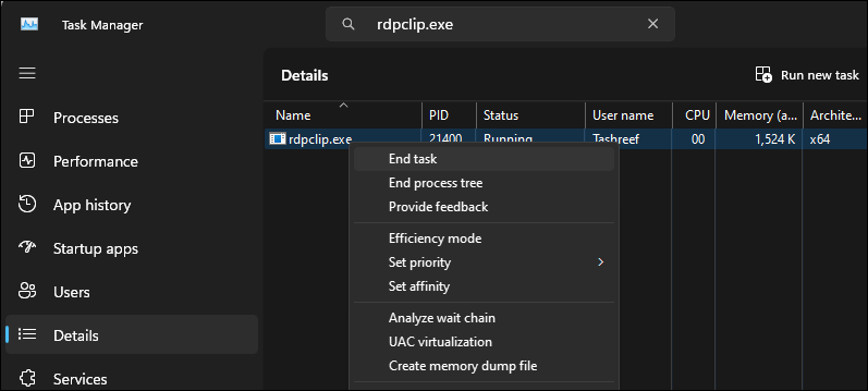/vi/images/windows-11-task-manager-showing-end-task-option-for-rdpclip-exe-process.png /vi/images/windows-11-task-manager-showing-end-task-option-for-rdpclip-exe-process.png